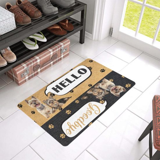 Yorkshire Terriers Say Hello Goodbye Dogs Lover Doormat Welcome Mat 1