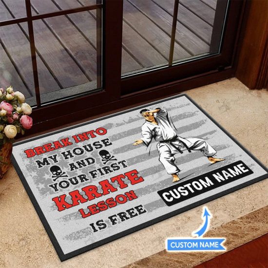 Your First Karate Lesson Is Free Personalized Custom Name Doormat Welcome Mat