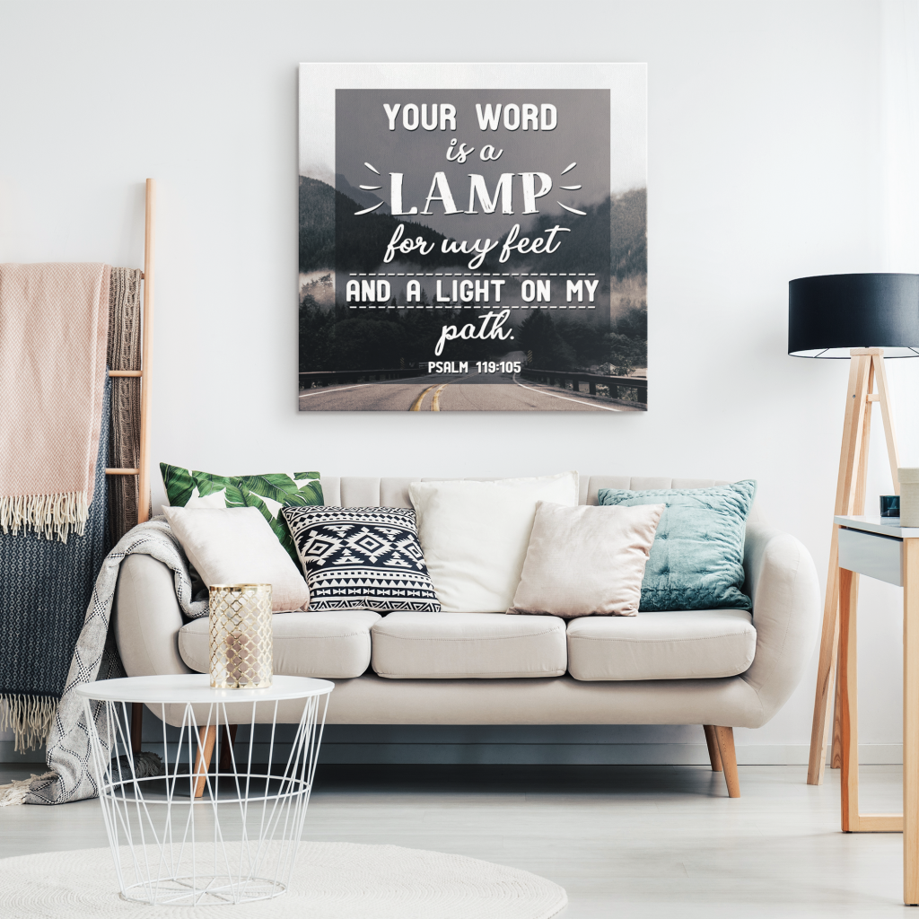A Light On My Path Psalm 119:105 Niv Canvas Wall Art