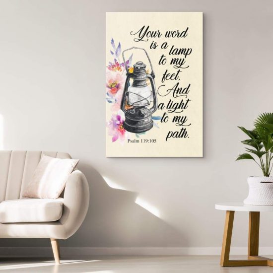 Your Word Is A Lamp To My Feet Psalm 119105 Bible Verse Wall Art Canvas 1