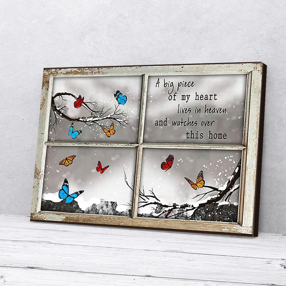 a big piece of my heart lives in heaven butterfly canvas prints wall art decor 1148