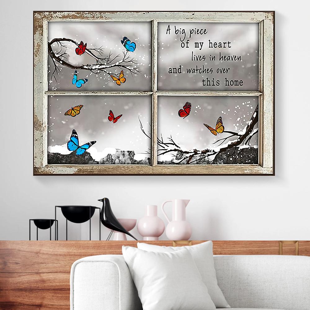 a big piece of my heart lives in heaven butterfly canvas prints wall art decor 8993