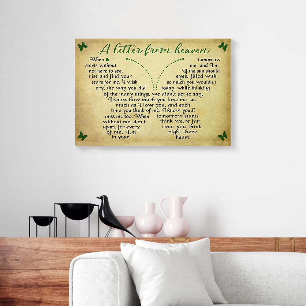 a letter from heaven vintage butterfly poem canvas prints wall art decor 4289