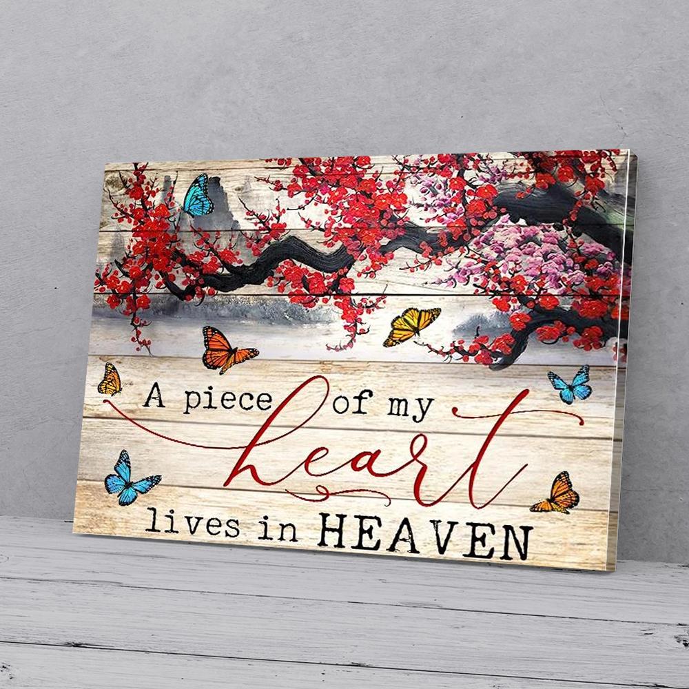 a piece of my heart lives in heaven butterfly canvas prints wall art decor 2906