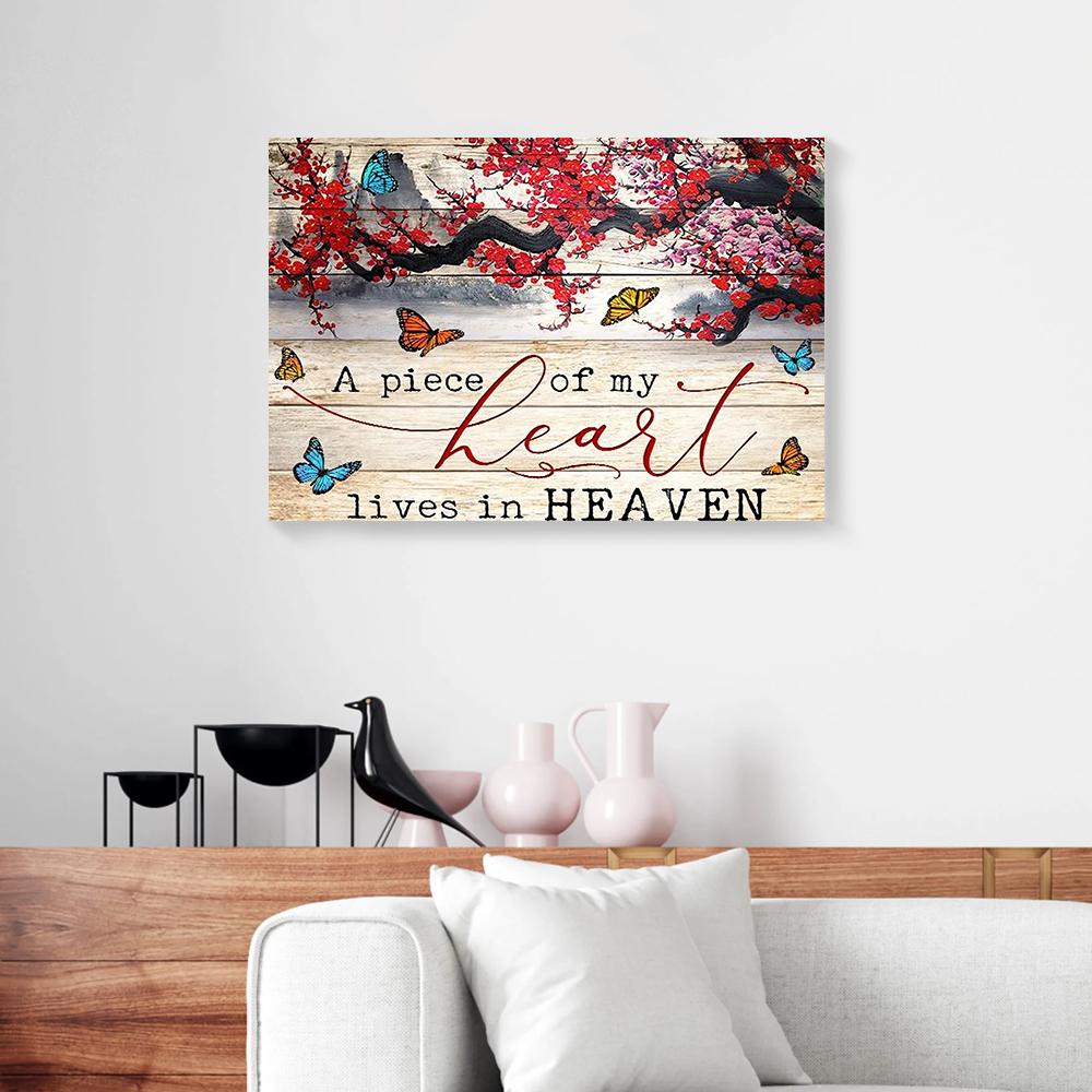 a piece of my heart lives in heaven butterfly canvas prints wall art decor 4640