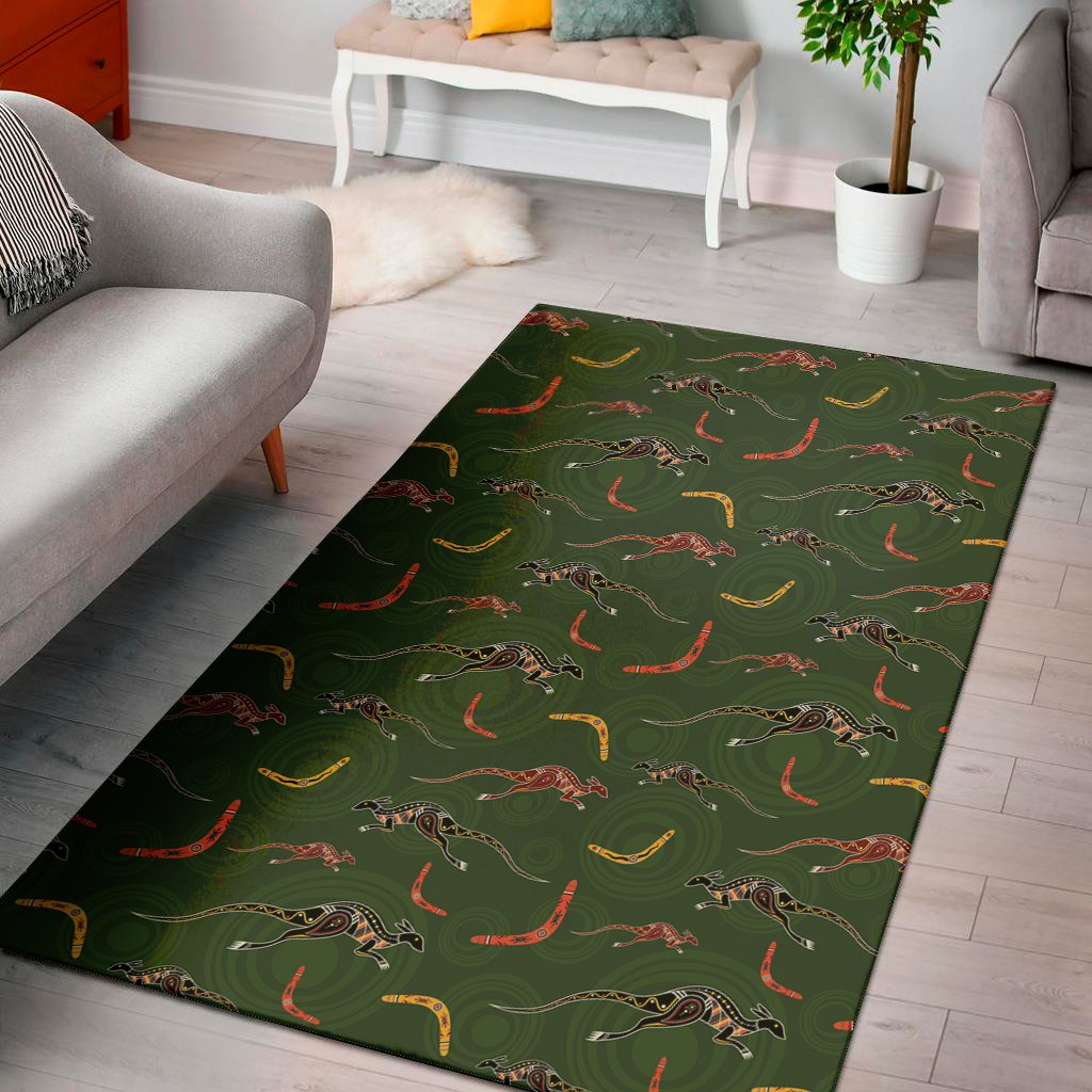 aboriginal boomerang and kangaroo print area rug floor decor 6958