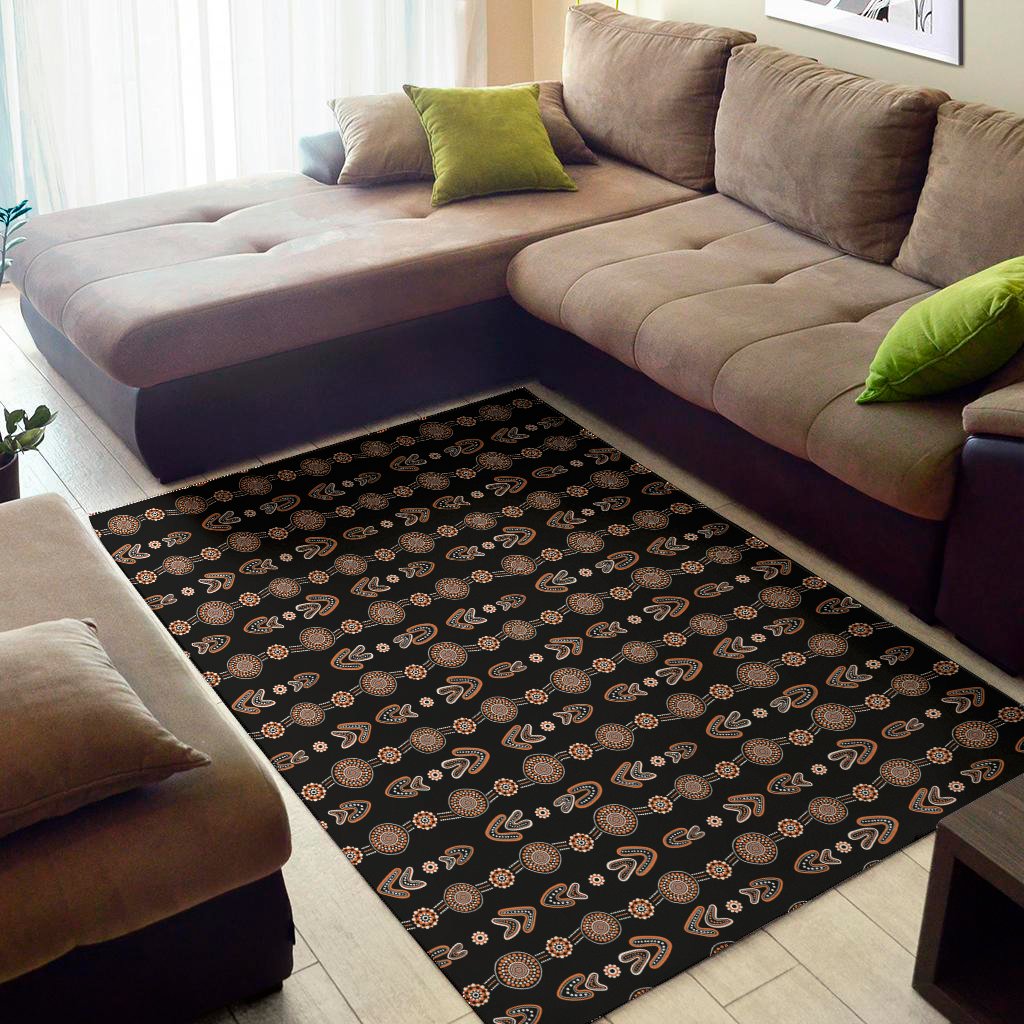 aboriginal boomerang pattern print area rug floor decor 1416
