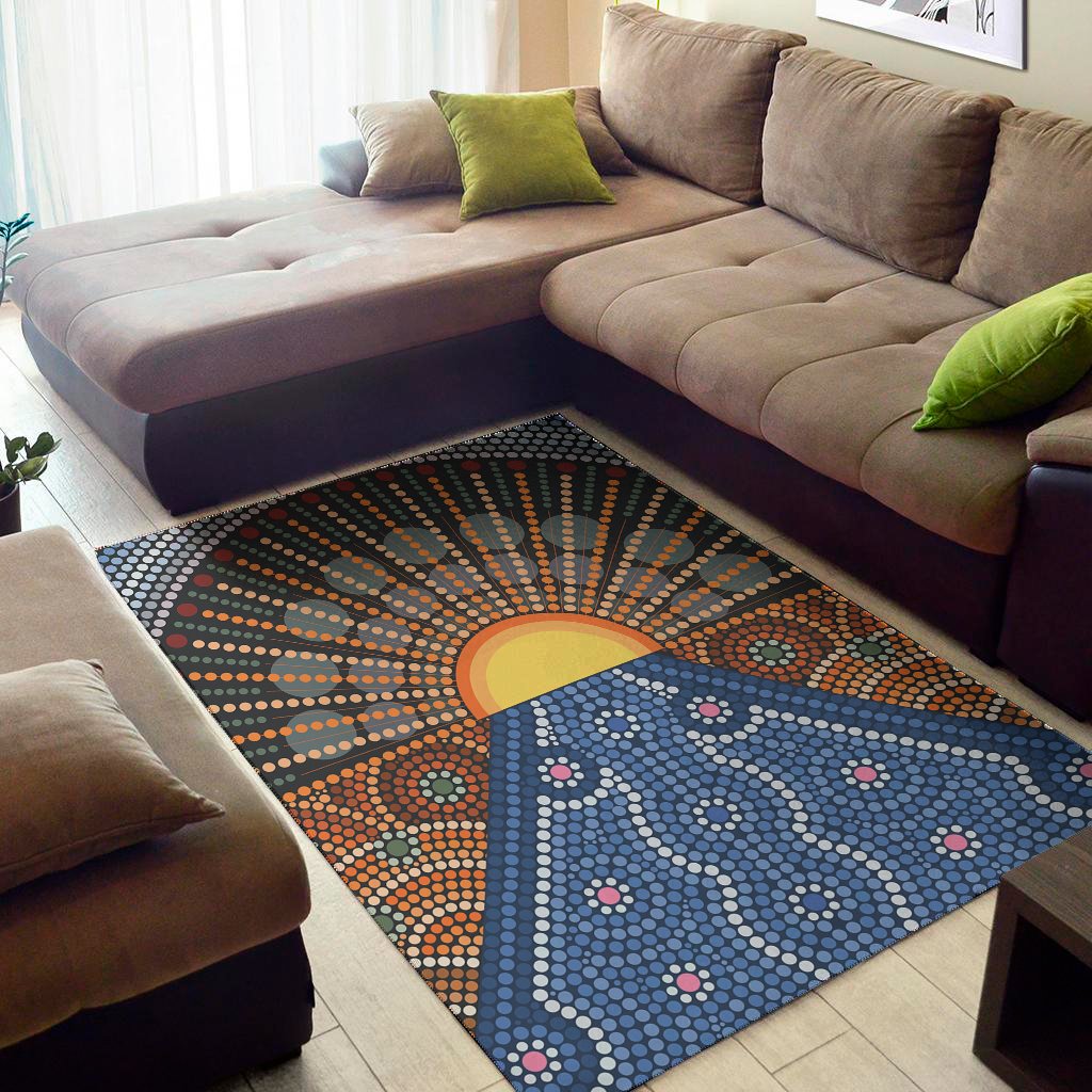 aboriginal indigenous sunset art print area rug floor decor 2820
