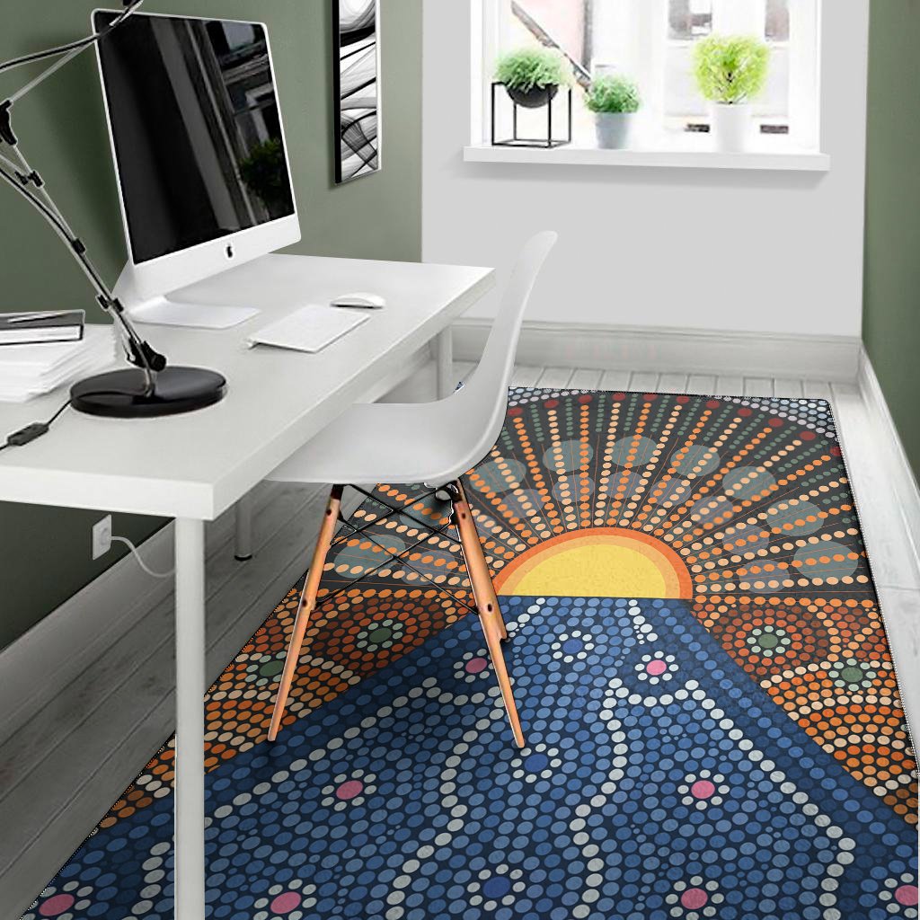 aboriginal indigenous sunset art print area rug floor decor 5181