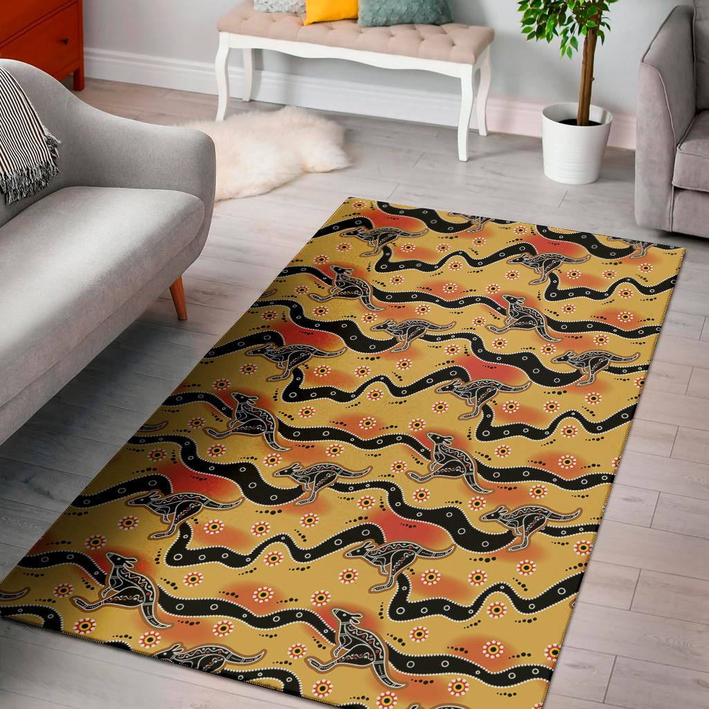 aboriginal kangaroo pattern print area rug floor decor 3959