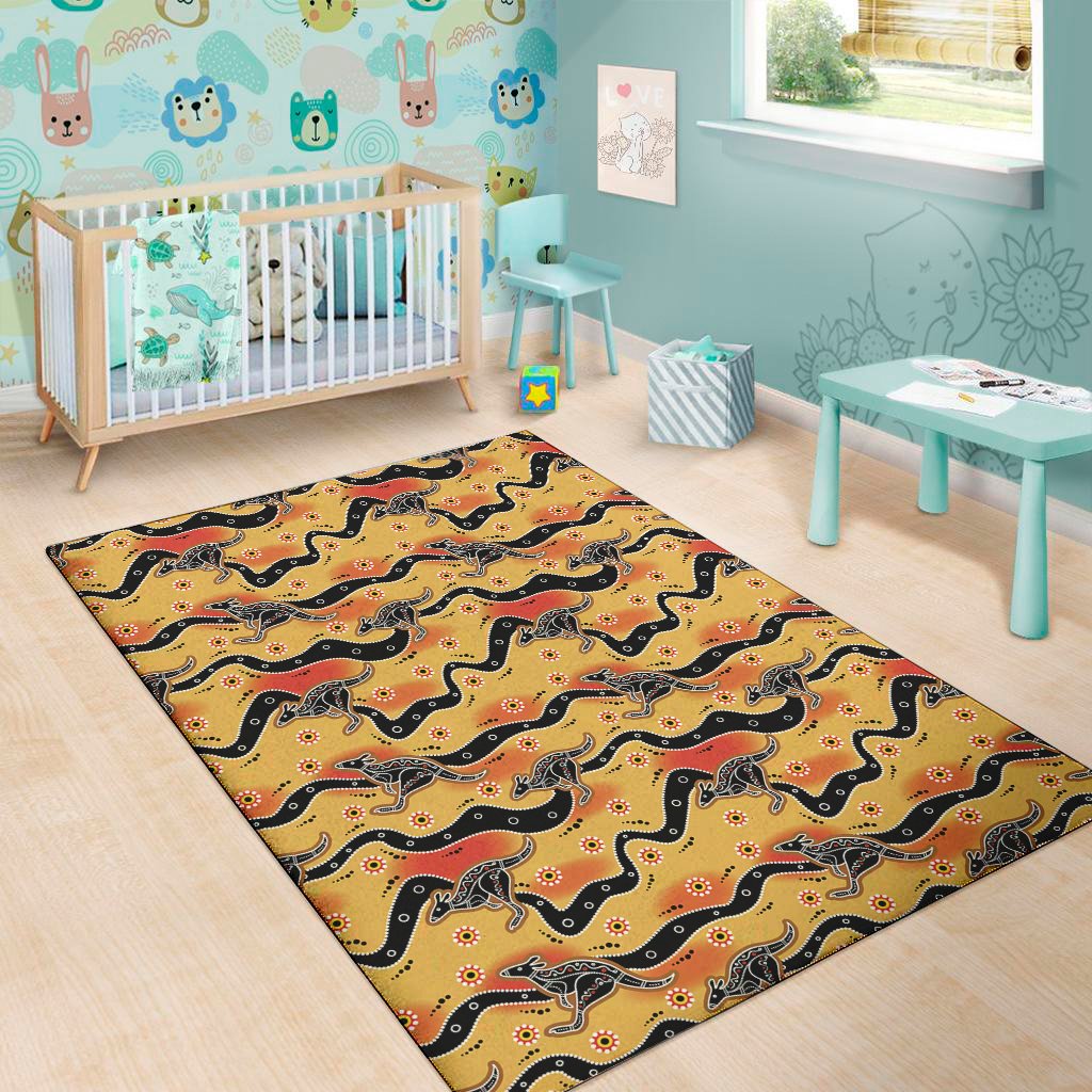 aboriginal kangaroo pattern print area rug floor decor 5222