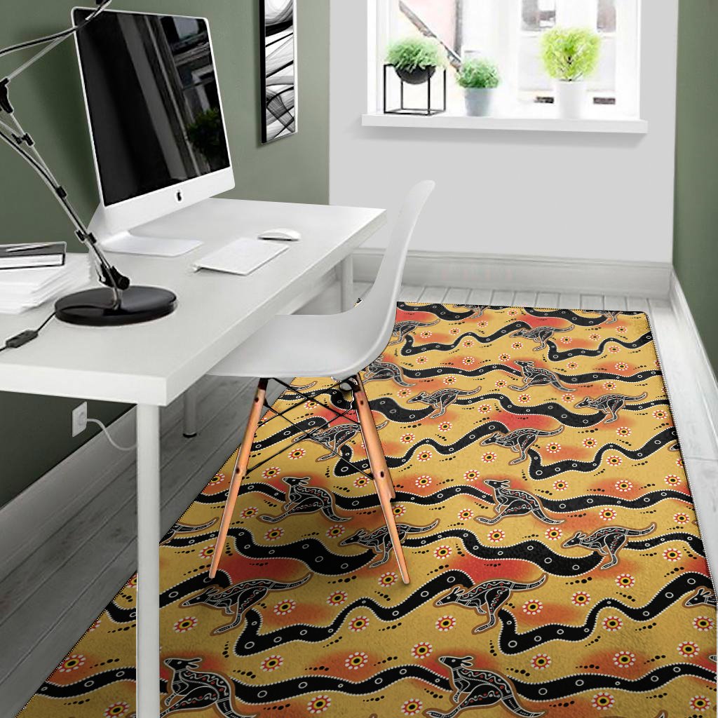 aboriginal kangaroo pattern print area rug floor decor 6705