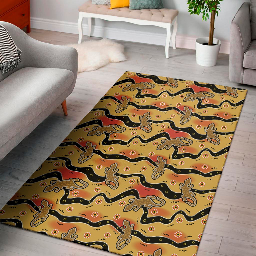 aboriginal lizard pattern print area rug floor decor 1044