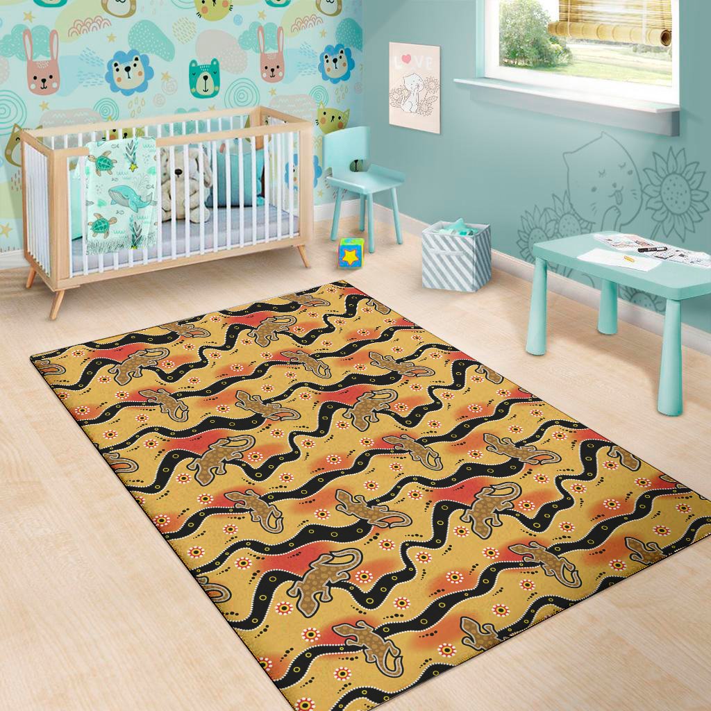 aboriginal lizard pattern print area rug floor decor 2743
