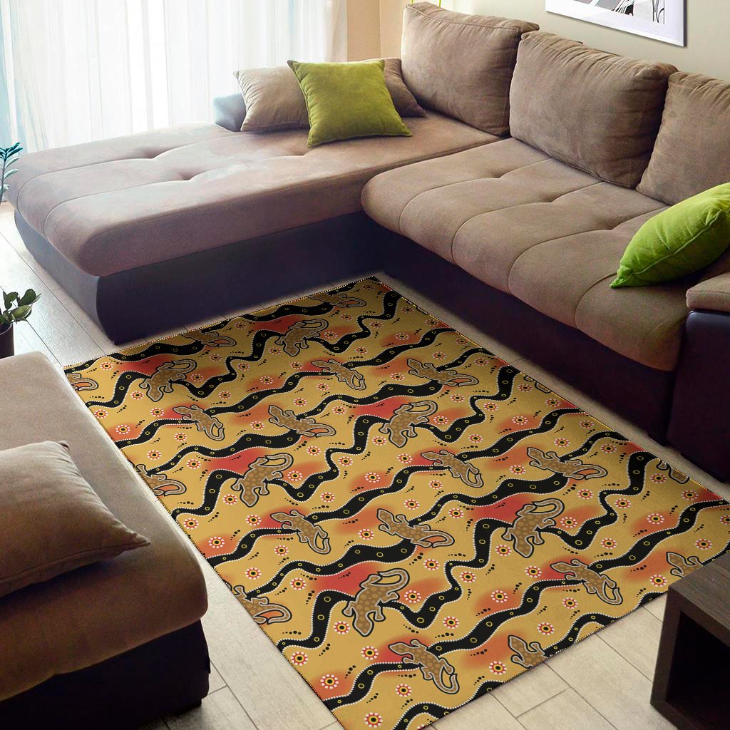 aboriginal lizard pattern print area rug floor decor 6408