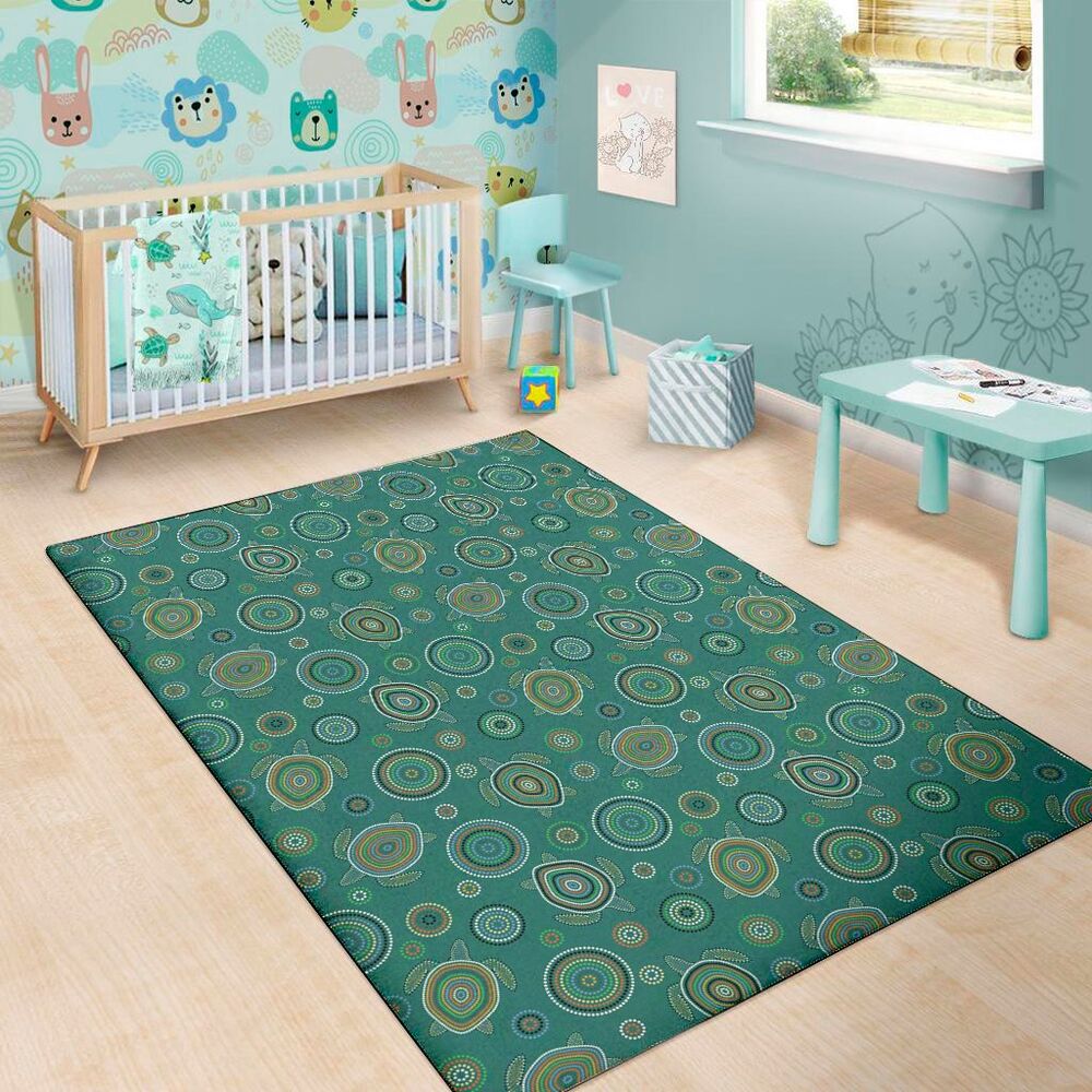 aboriginal sea turtle pattern print area rug floor decor 2977