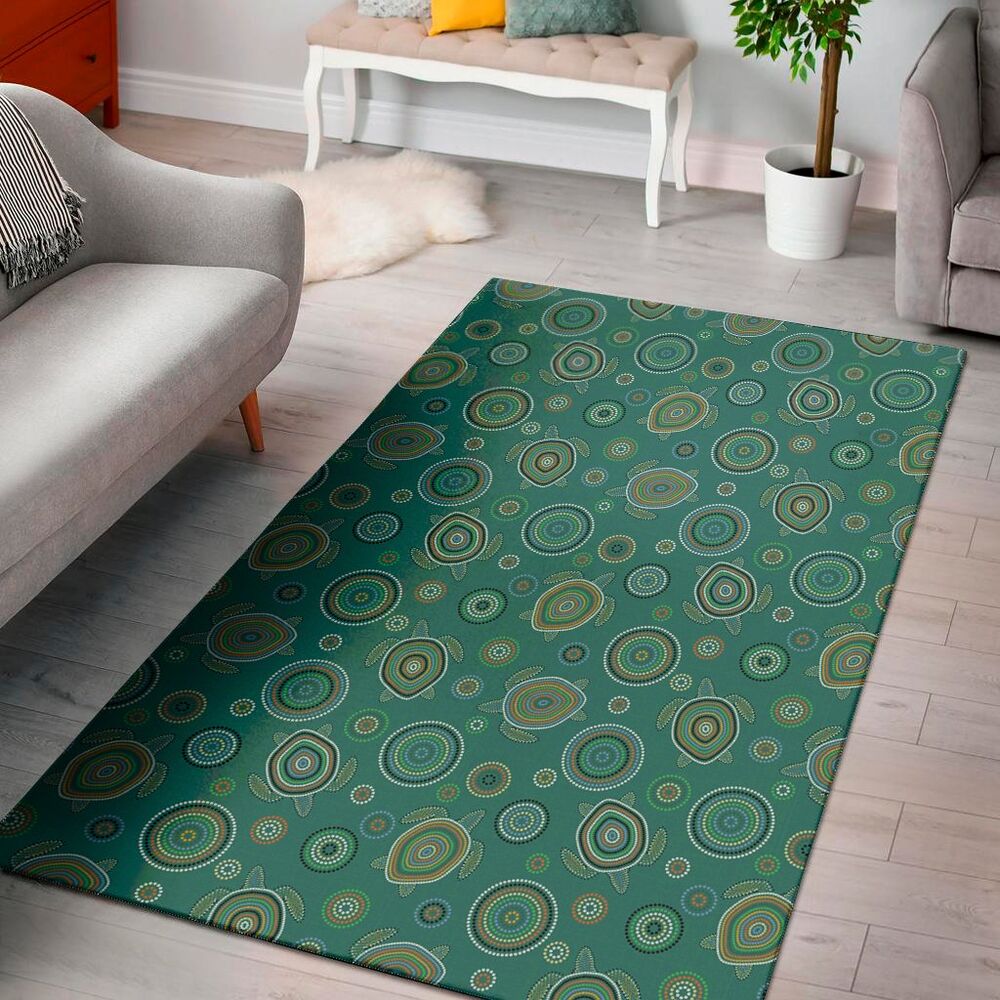 aboriginal sea turtle pattern print area rug floor decor 4347