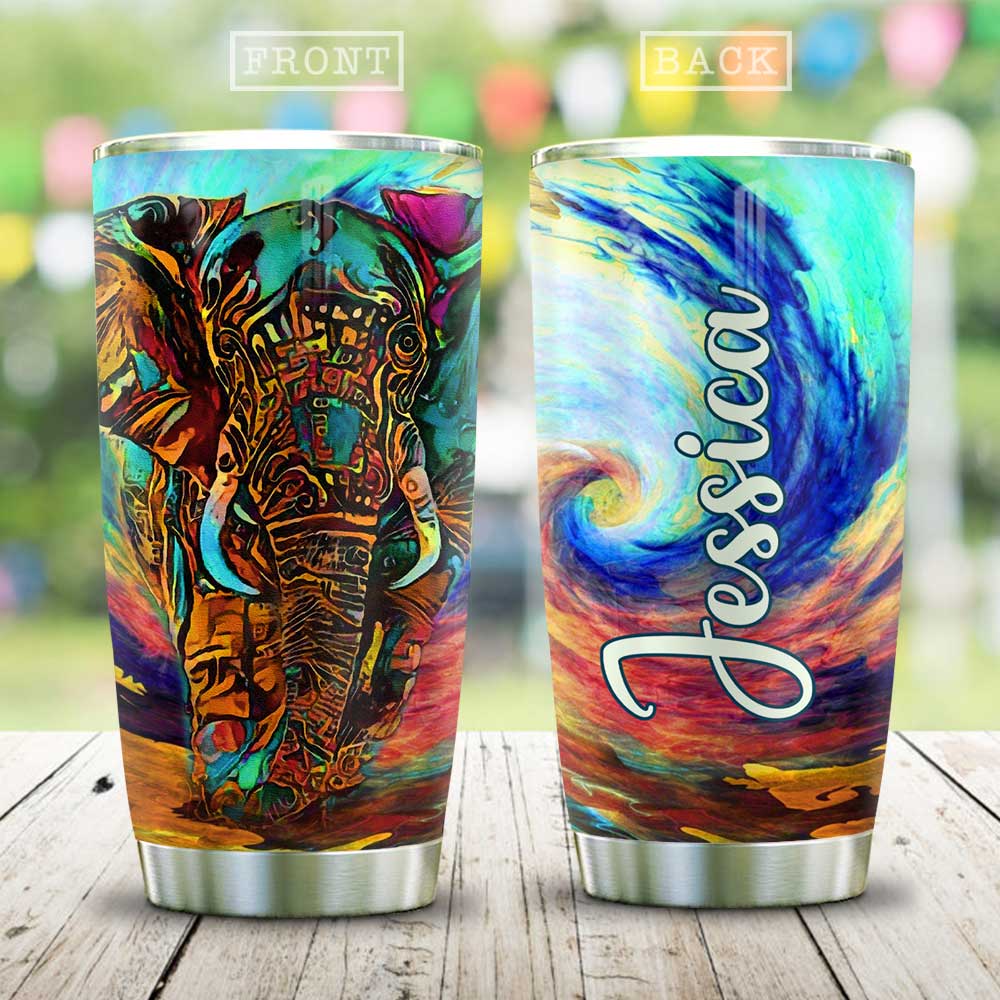 abstract art elephant personalized stainless steel tumbler 1813