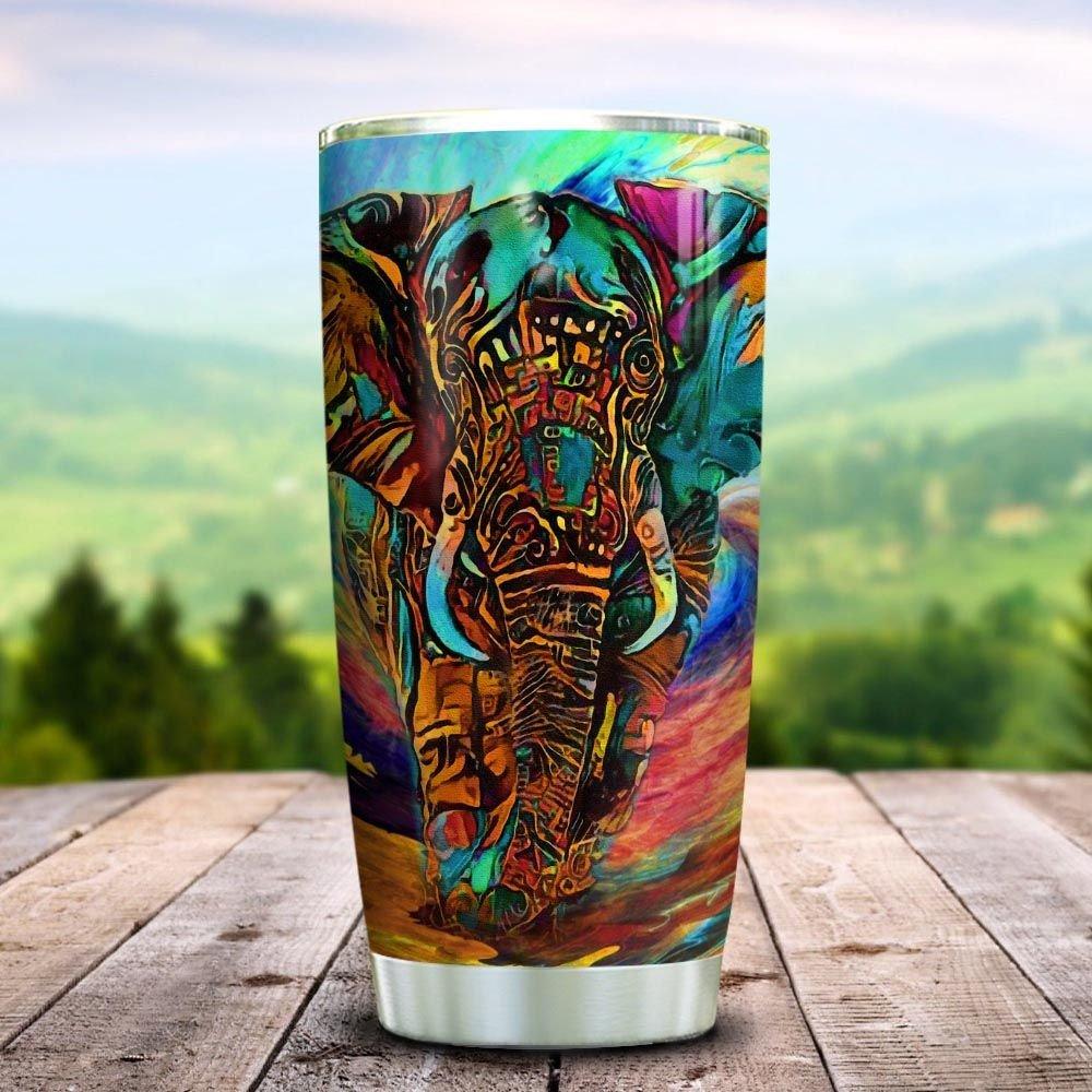 abstract art elephant personalized stainless steel tumbler 8347
