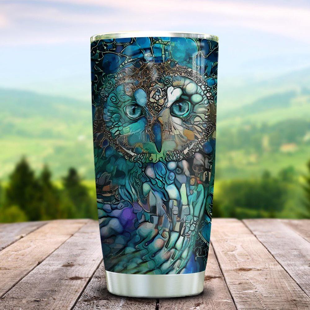 Abstract Art Style Owl Personalized Stainless Steel Tumbler abstract art style owl personalized stainless steel tumbler 2934