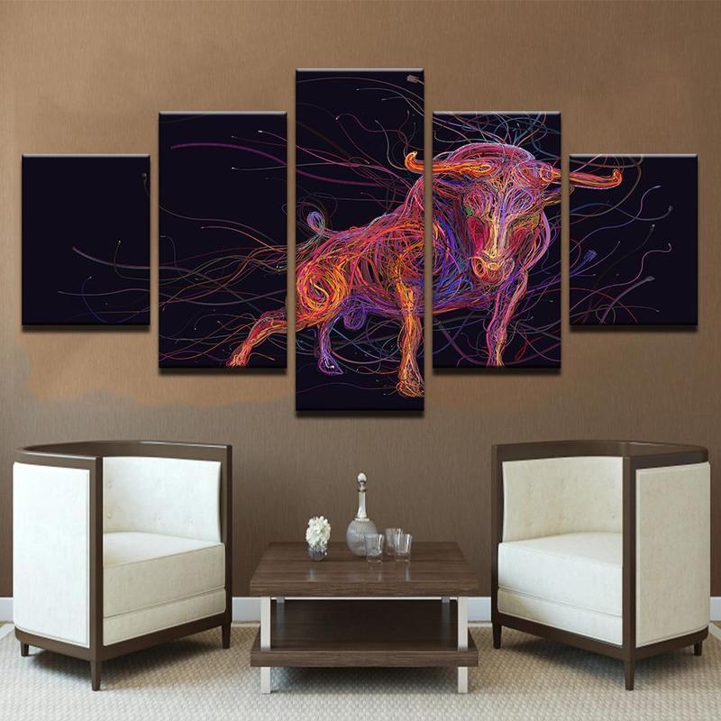 abstract bull 01 abstract 5 panel canvas art wall decor 6202