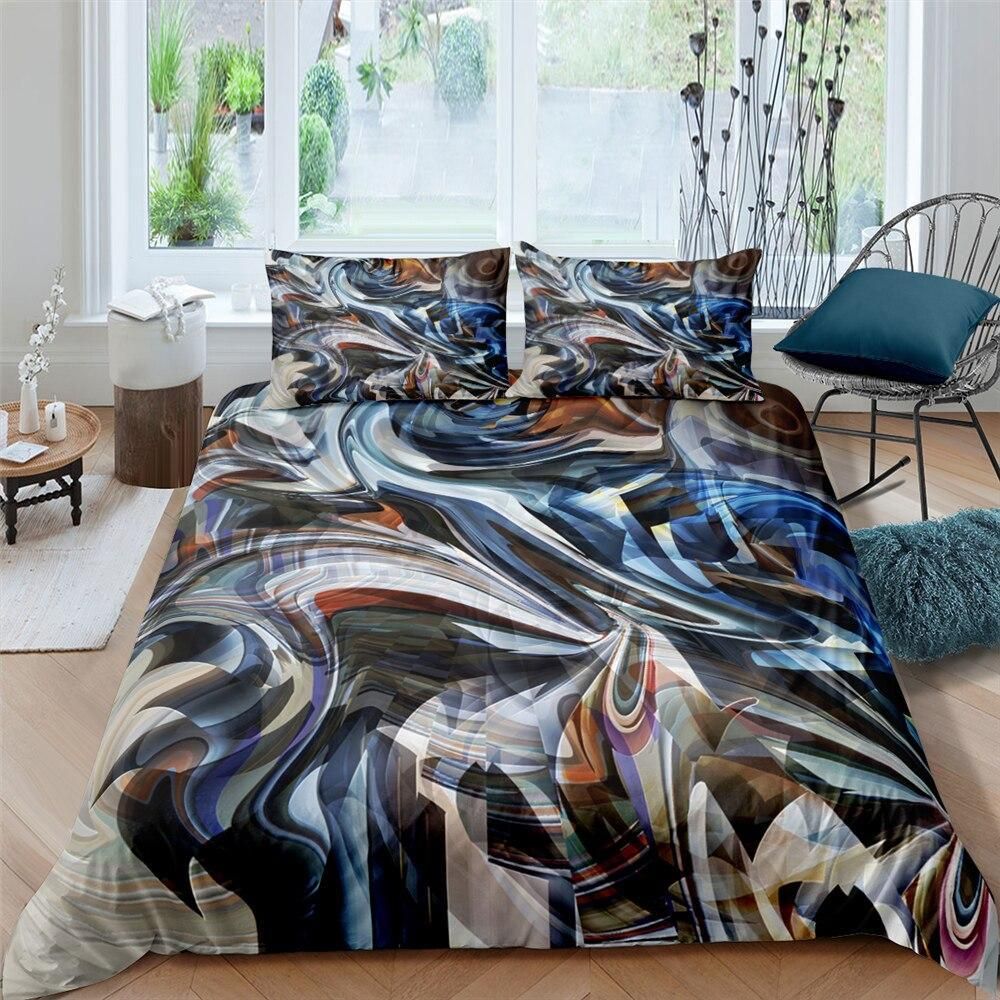 abstract color flows duvet cover bedding set 6478
