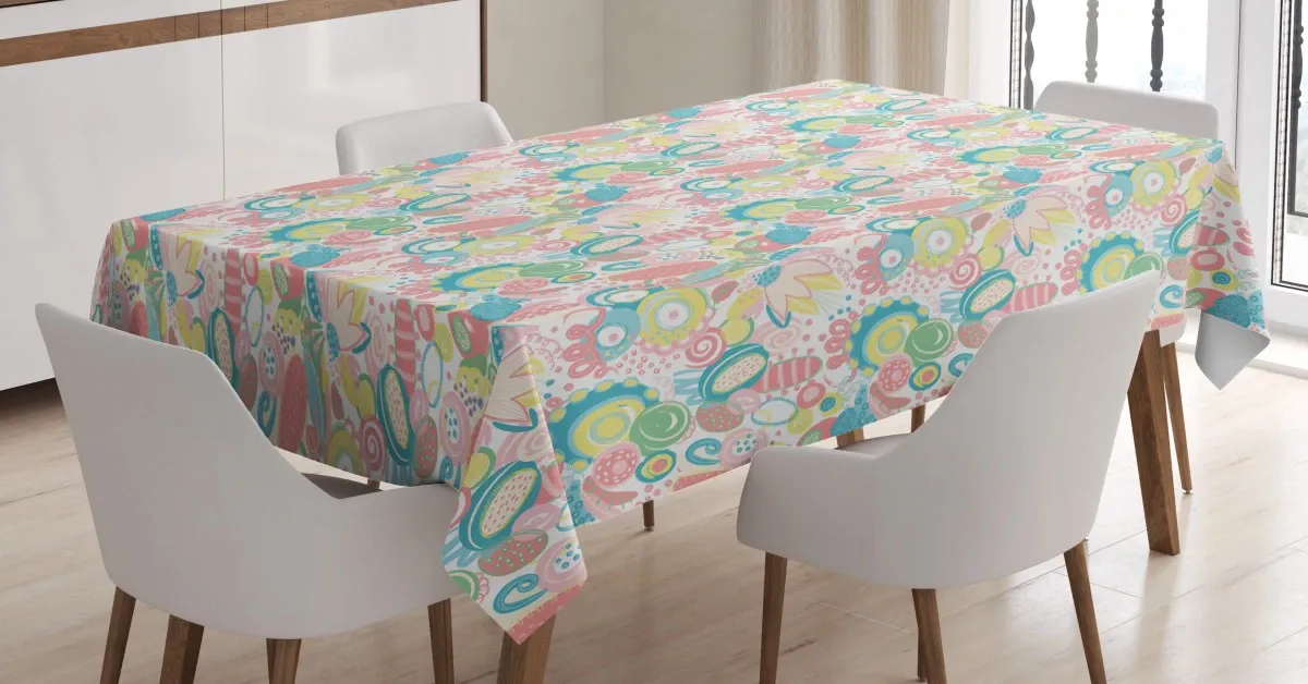 abstract colorful happy art 3d printed tablecloth table decor 4330