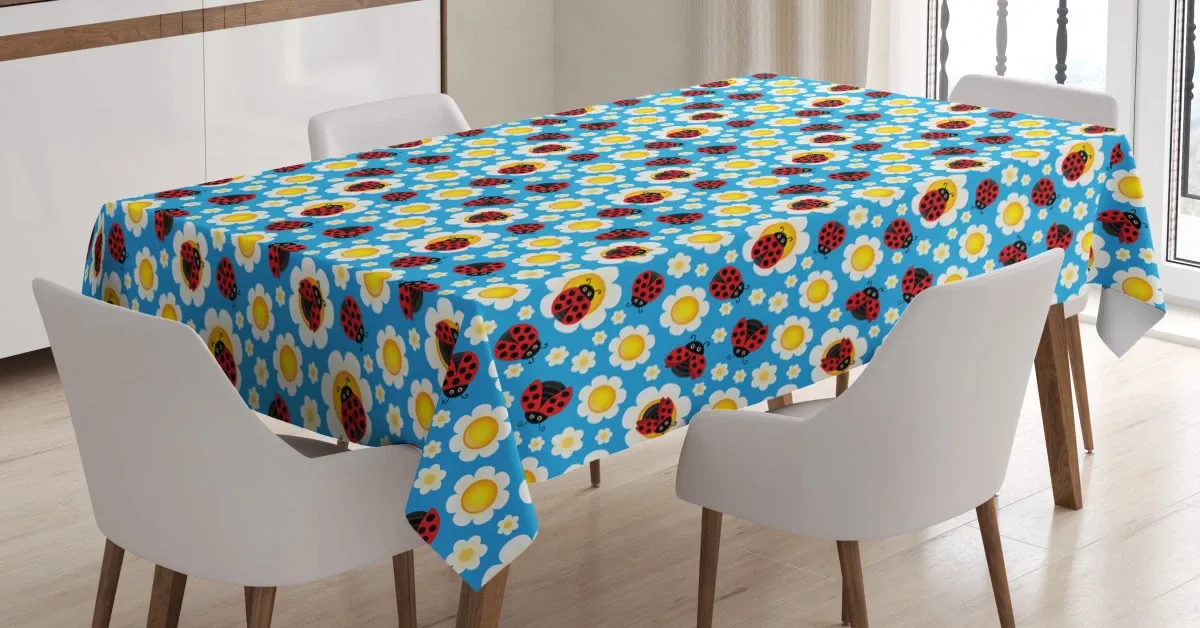 abstract daisies bugs 3d printed tablecloth table decor 7960