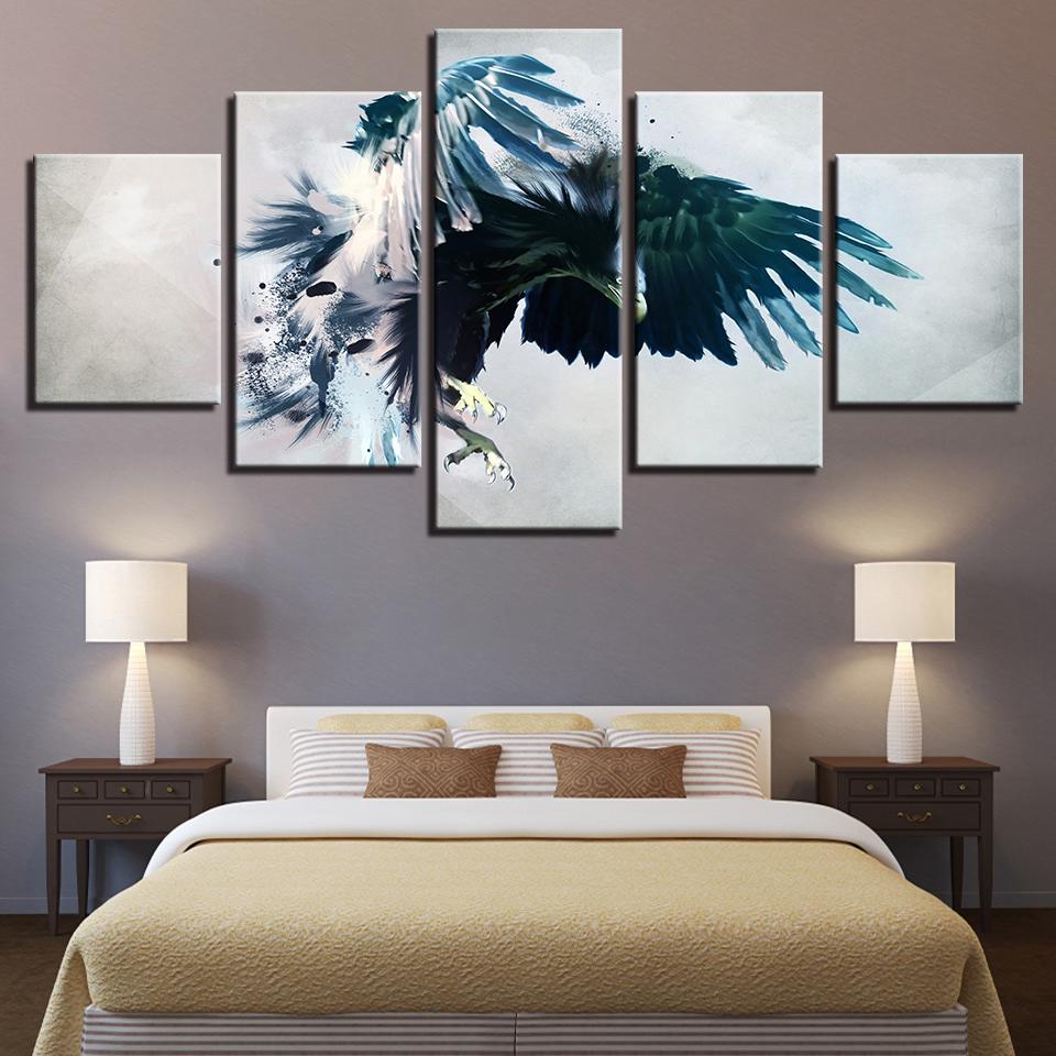 abstract eagle animal 5 panel canvas art wall decor 4742