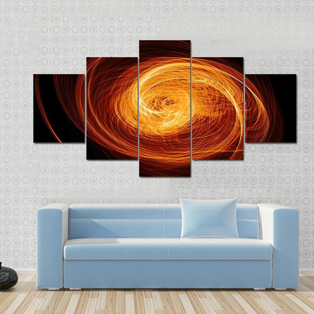 abstract flaming twisted quasar black hole space 5 panel canvas art wall decor 8951