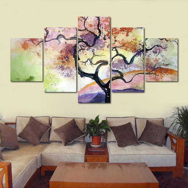 abstract flower tree nature 5 panel canvas art wall decor 5496