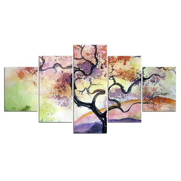 abstract flower tree nature 5 panel canvas art wall decor 8903