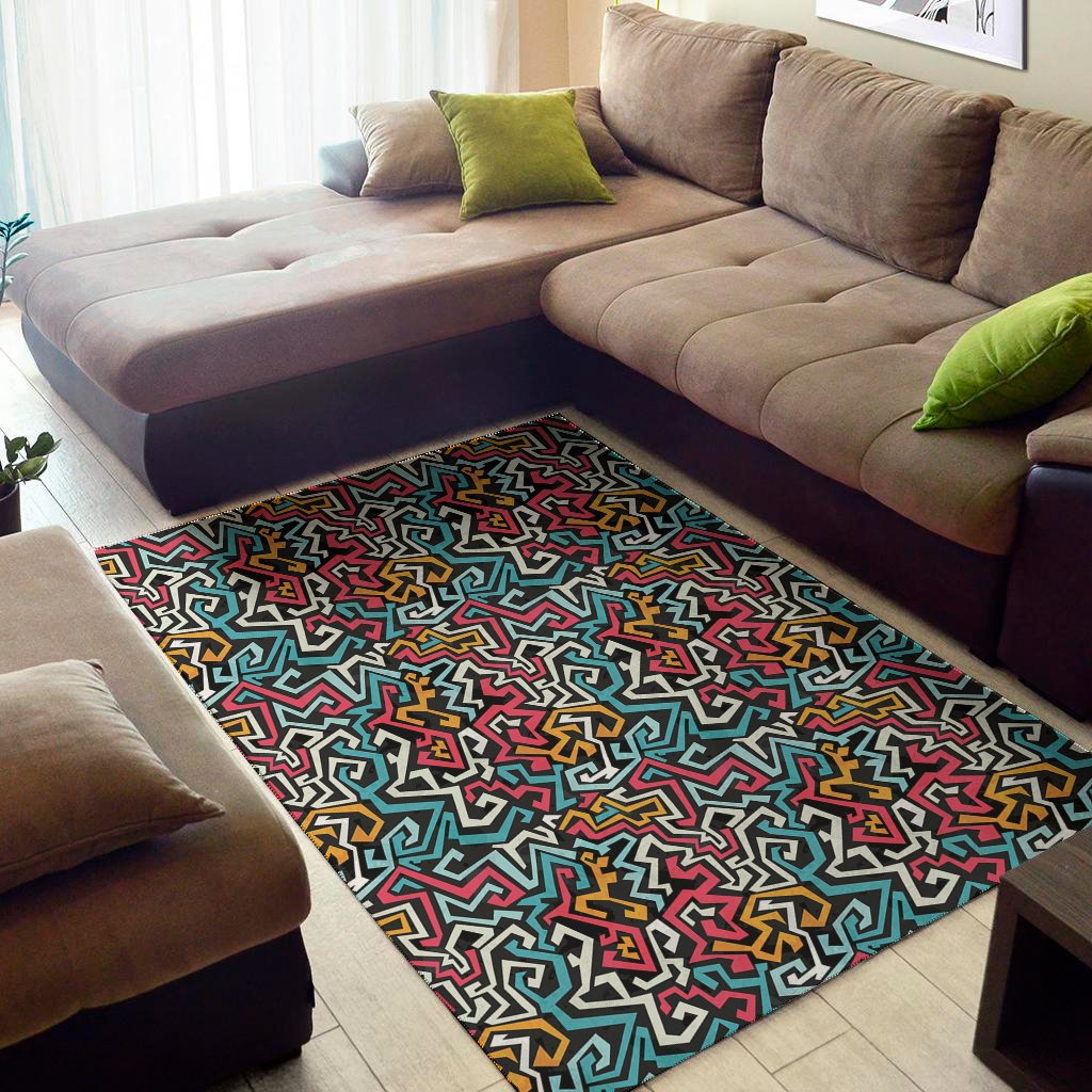 abstract funky pattern print area rug floor decor 2740