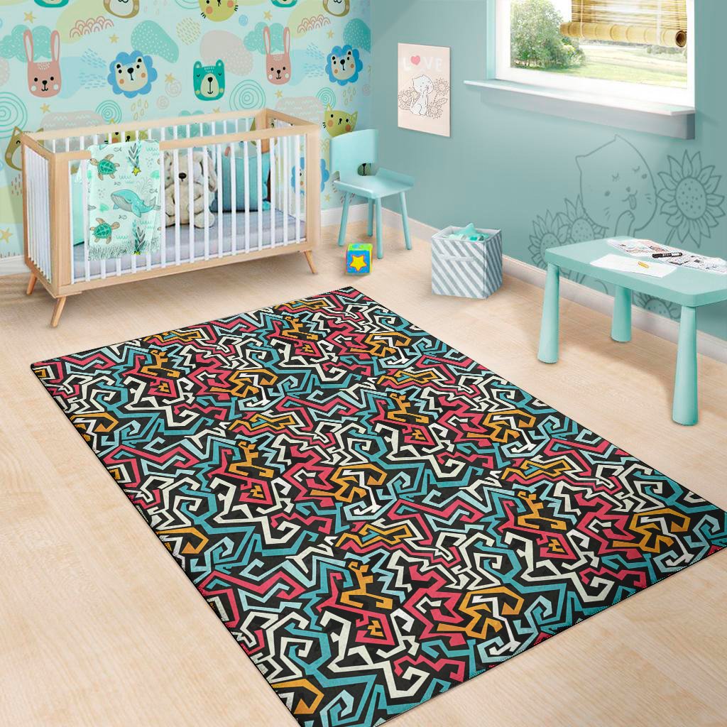 abstract funky pattern print area rug floor decor 5183