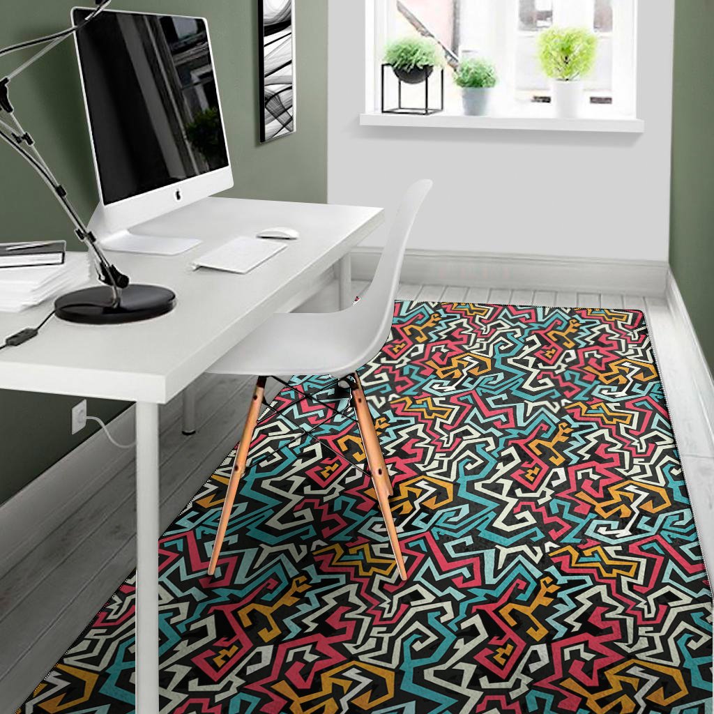 abstract funky pattern print area rug floor decor 7295