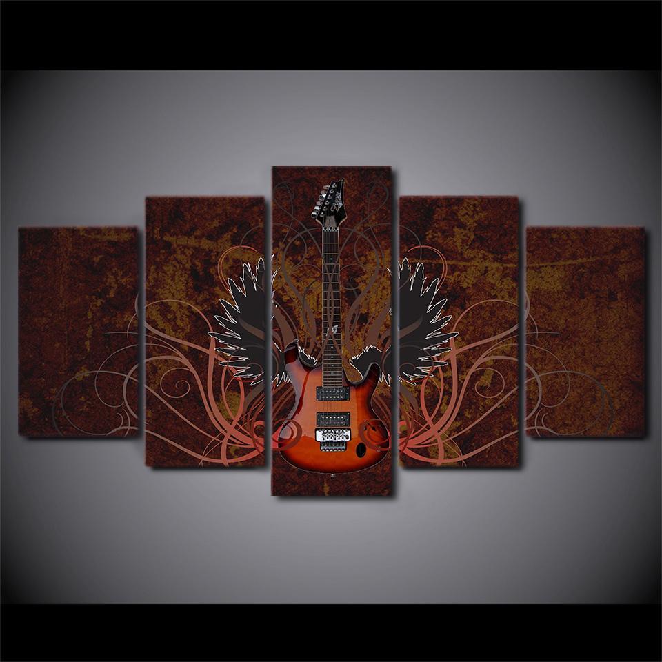 abstract guitar 1 music 5 panel canvas art wall decor 1162
