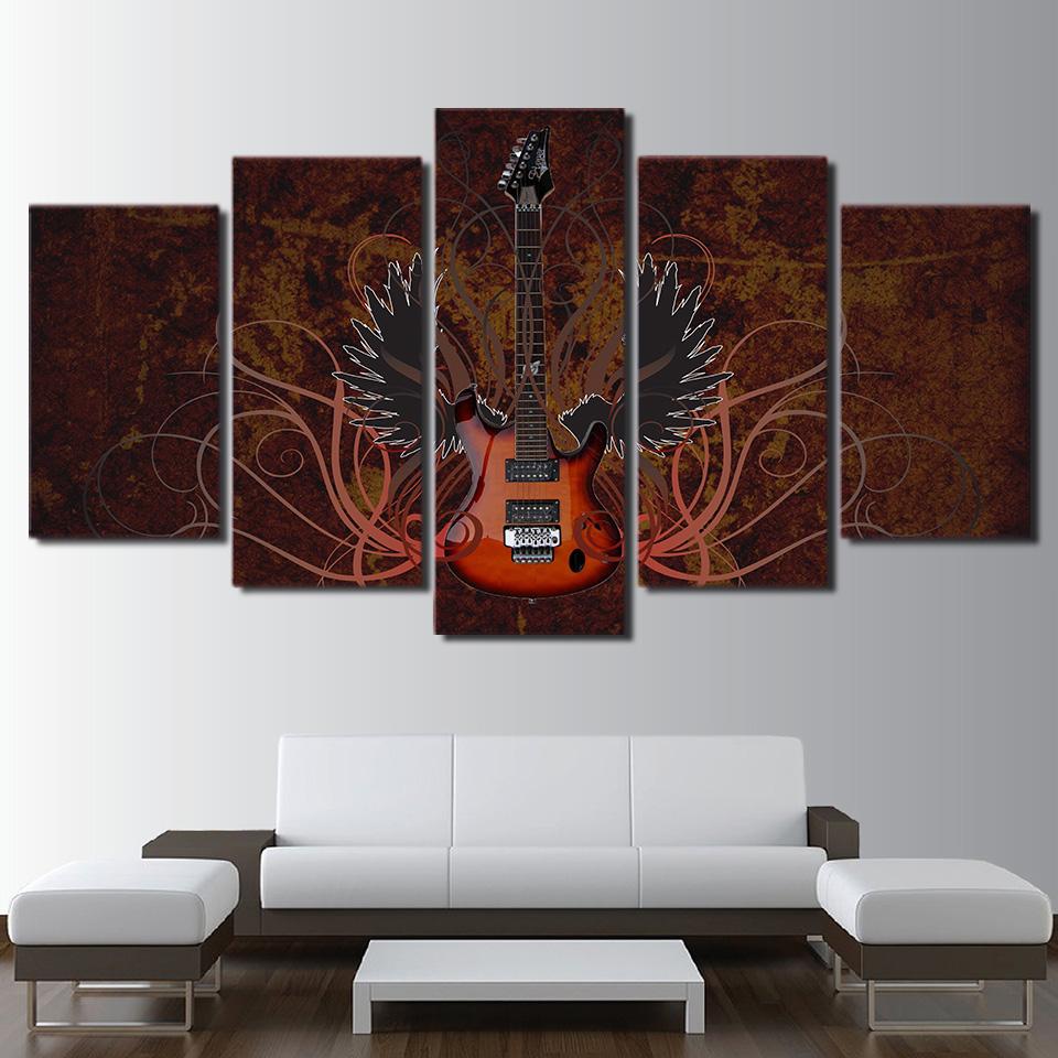 abstract guitar 1 music 5 panel canvas art wall decor 3854