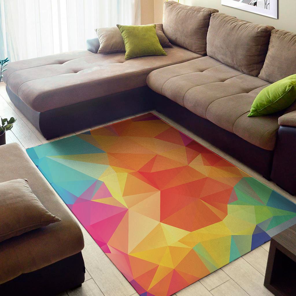 abstract polygonal geometric print area rug floor decor 4424