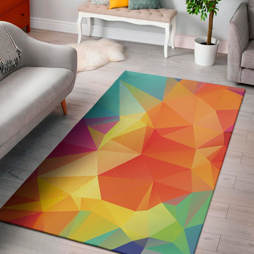 abstract polygonal geometric print area rug floor decor 6699