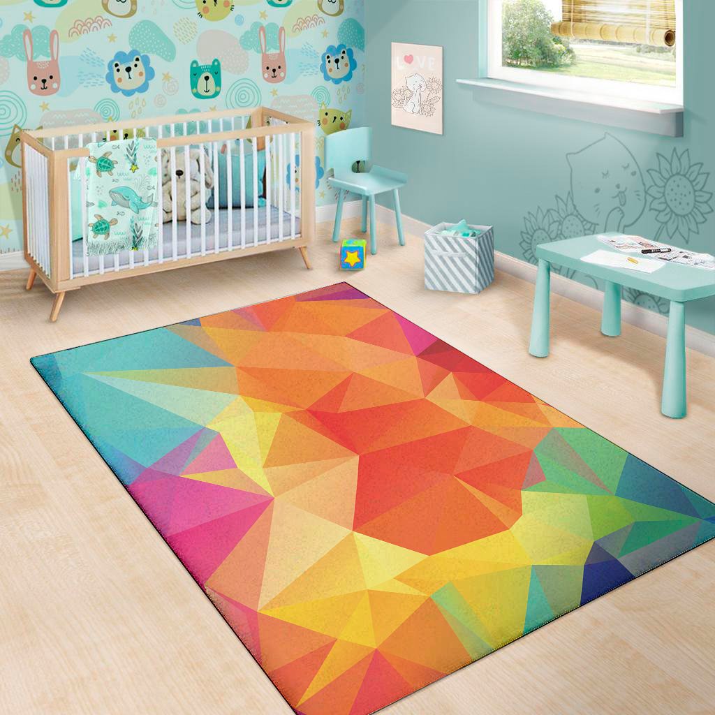 abstract polygonal geometric print area rug floor decor 6877
