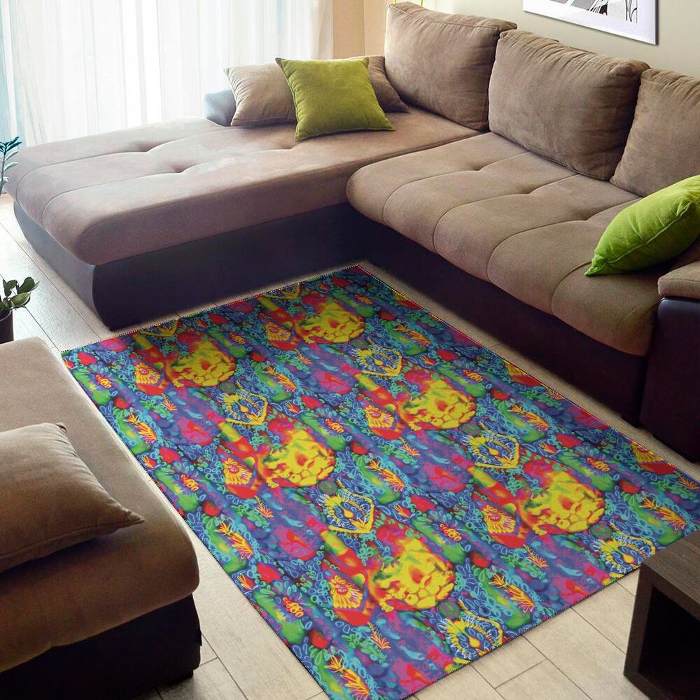 abstract psychedelic print area rug floor decor 3555