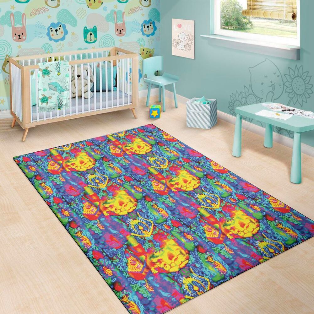 abstract psychedelic print area rug floor decor 5027