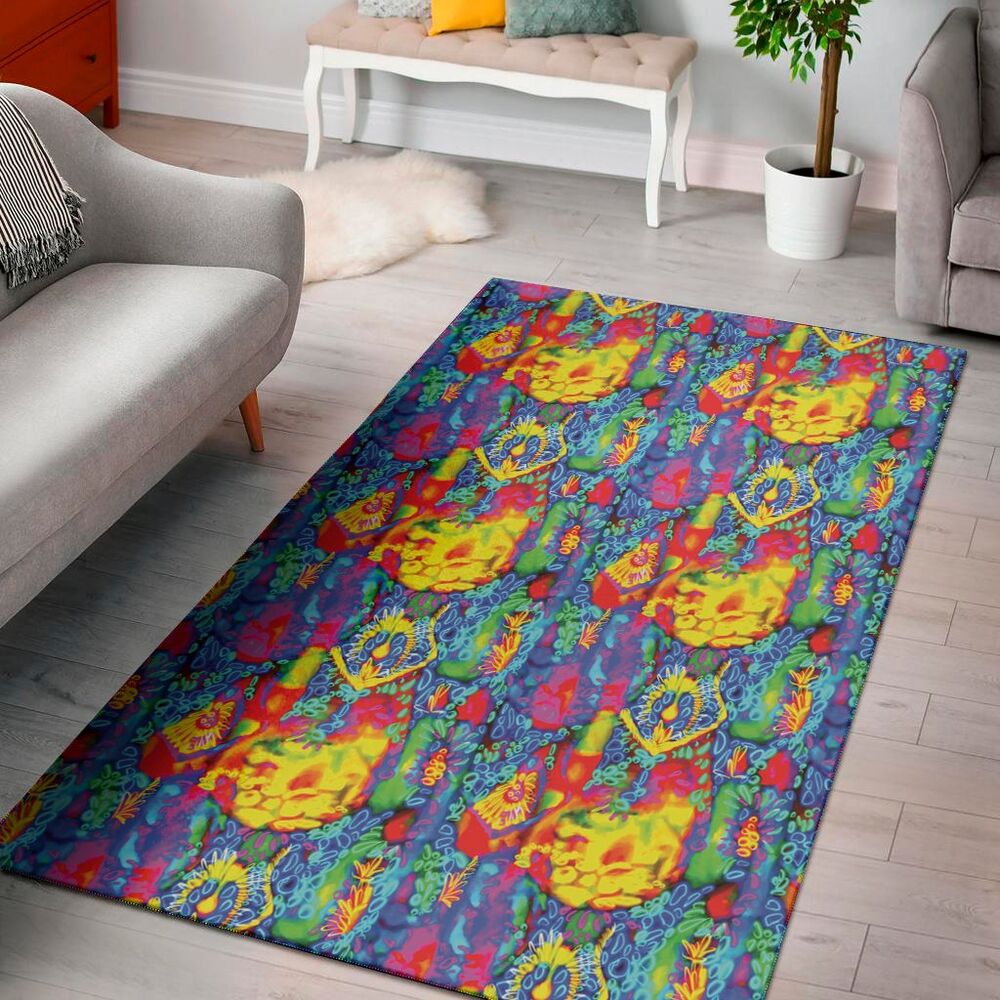 abstract psychedelic print area rug floor decor 6871