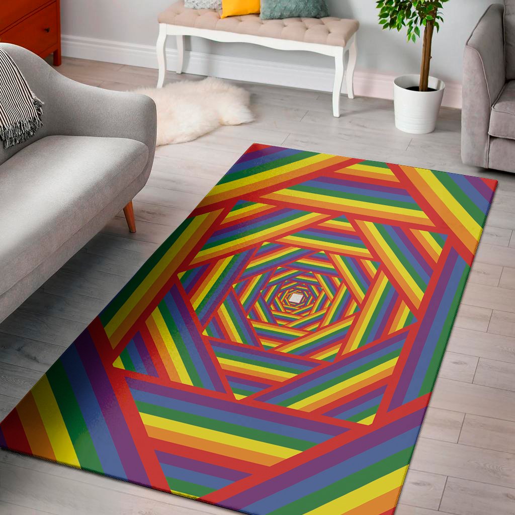 abstract rainbow lgbt stripes print area rug floor decor 3066