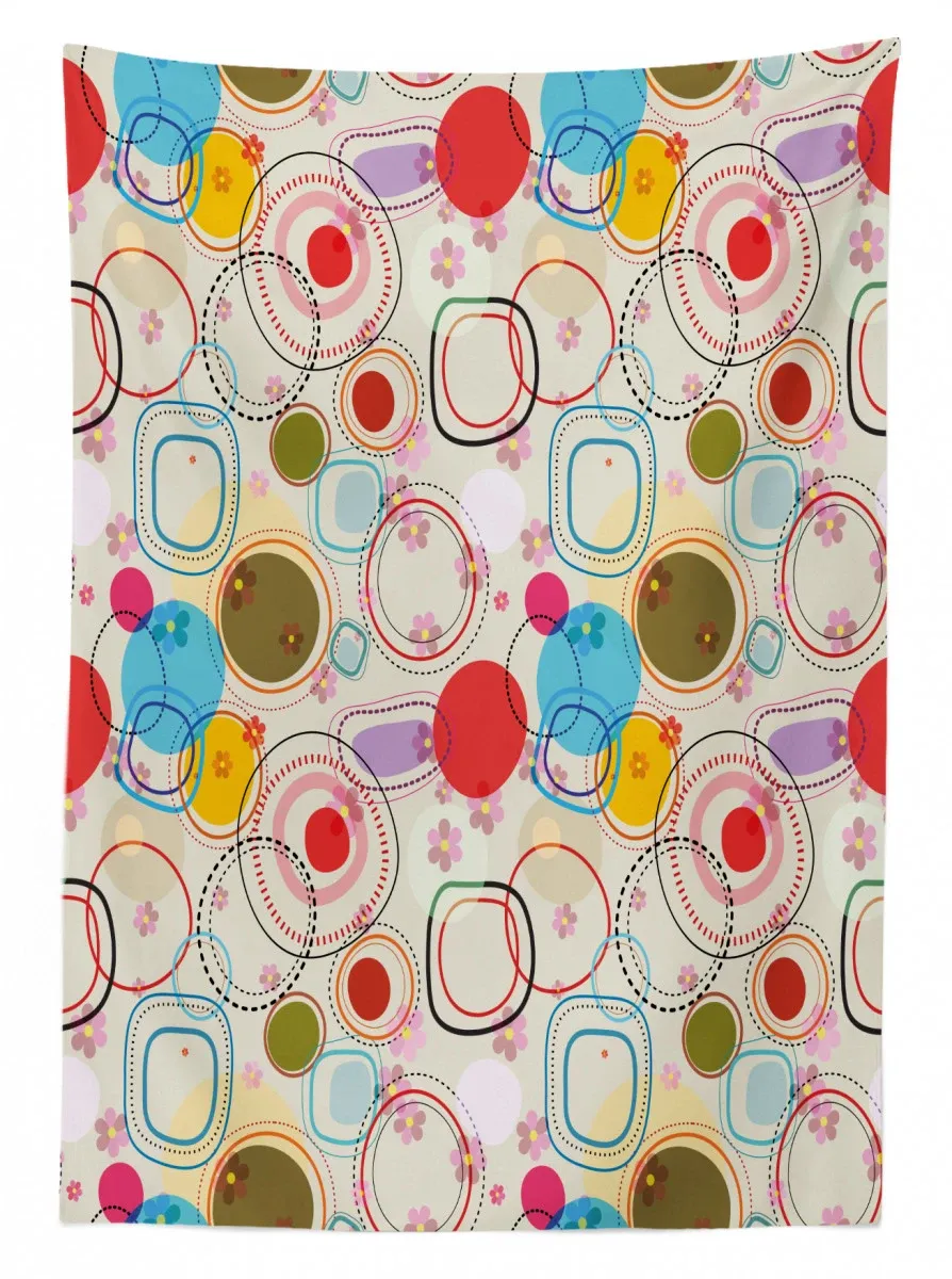 abstract shapes circles 3d printed tablecloth table decor 2538