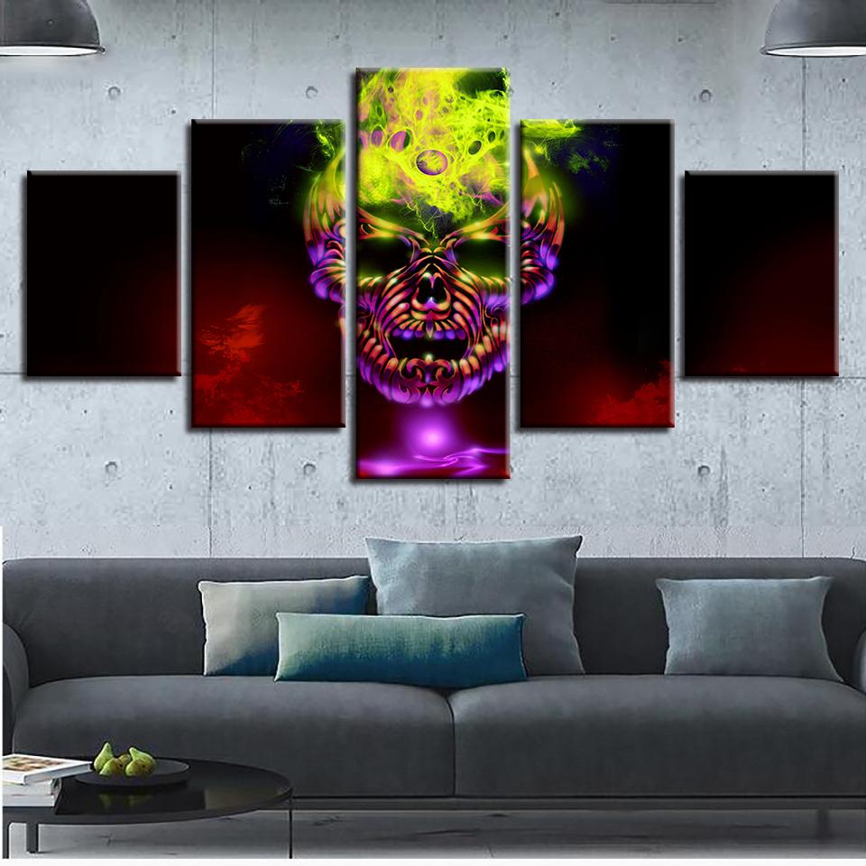 abstract skull abstract 5 panel canvas art wall decor 5861
