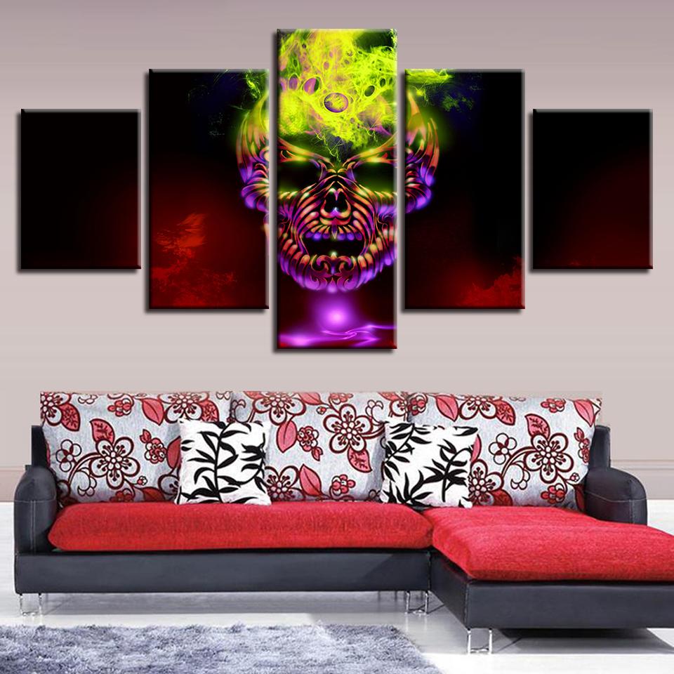 abstract skull abstract 5 panel canvas art wall decor 6073