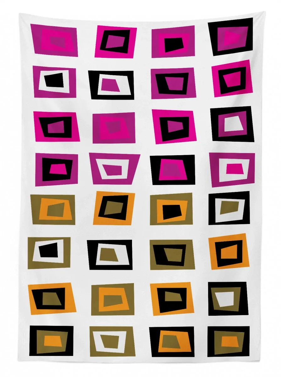 abstract squares 60s 3d printed tablecloth table decor 7528