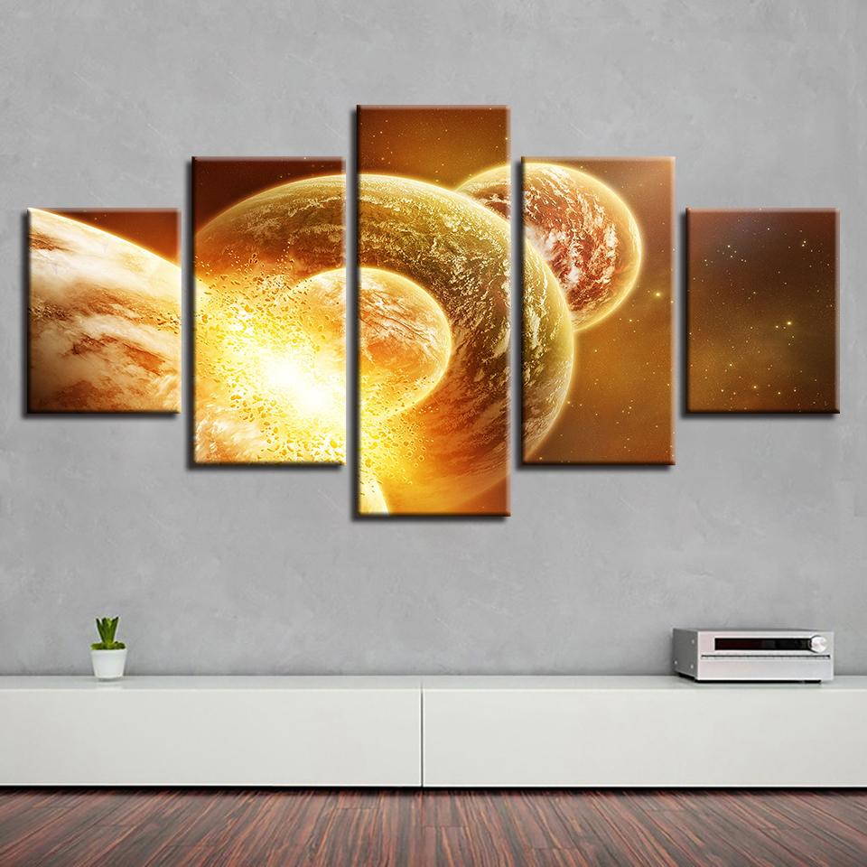 abstract universe planet mars space 5 panel canvas art wall decor 5288