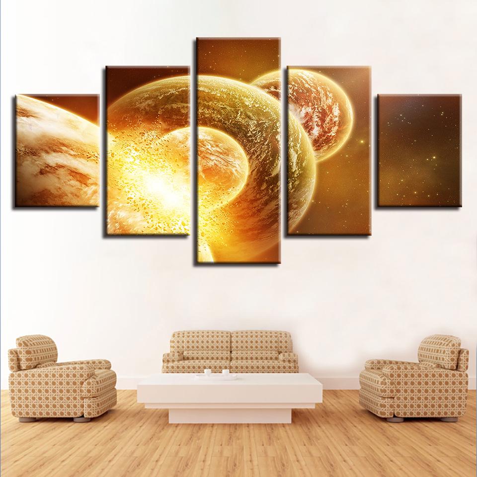 abstract universe planet mars space 5 panel canvas art wall decor 6613